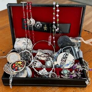 Vintage Estate Silver Jewelry Lot 44 Pcs Wearable Chain Mixed Y2K 925 Sterling